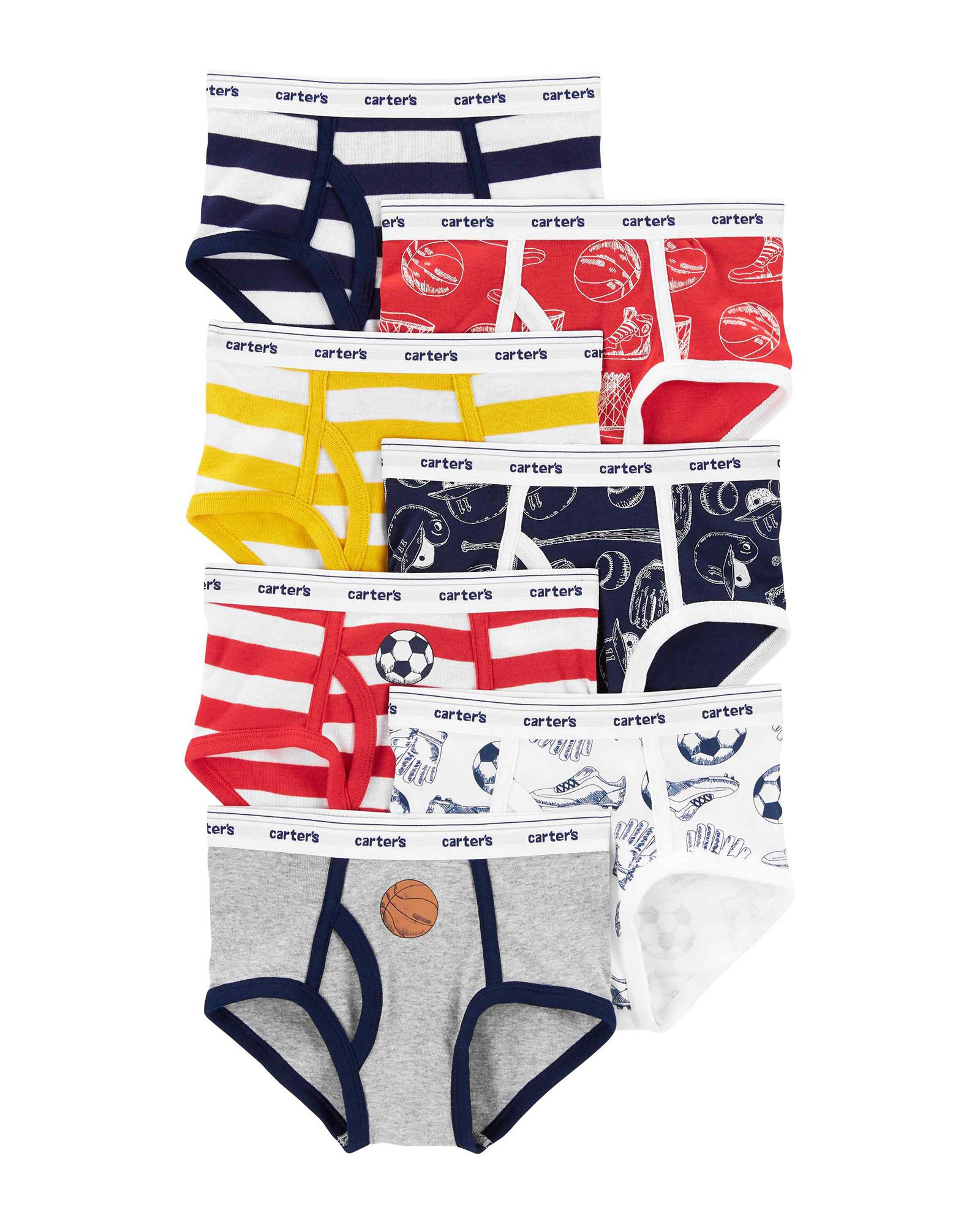 Kit cueca infantil slip 7 peças estampa de esporte | Carter's