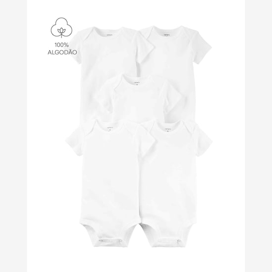 Kit body bebê 5 peças manga curta - branco | Carter's