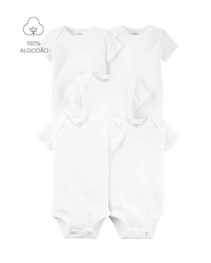 Kit body bebê 5 peças manga curta - branco | Carter's
