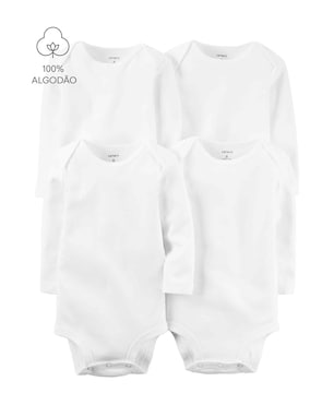 Kit body bebê 4 peças manag longa- branco | Carter's