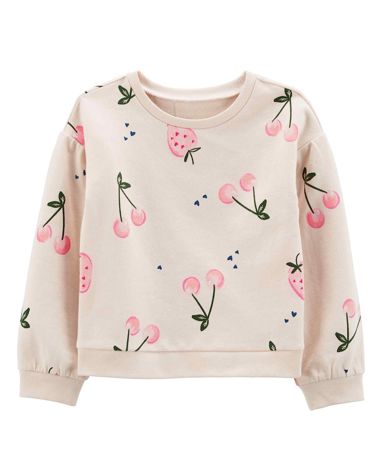 Blusa de Moletom Infantil Carter's Frutinhas Rosa Claro Tam 2 a 5