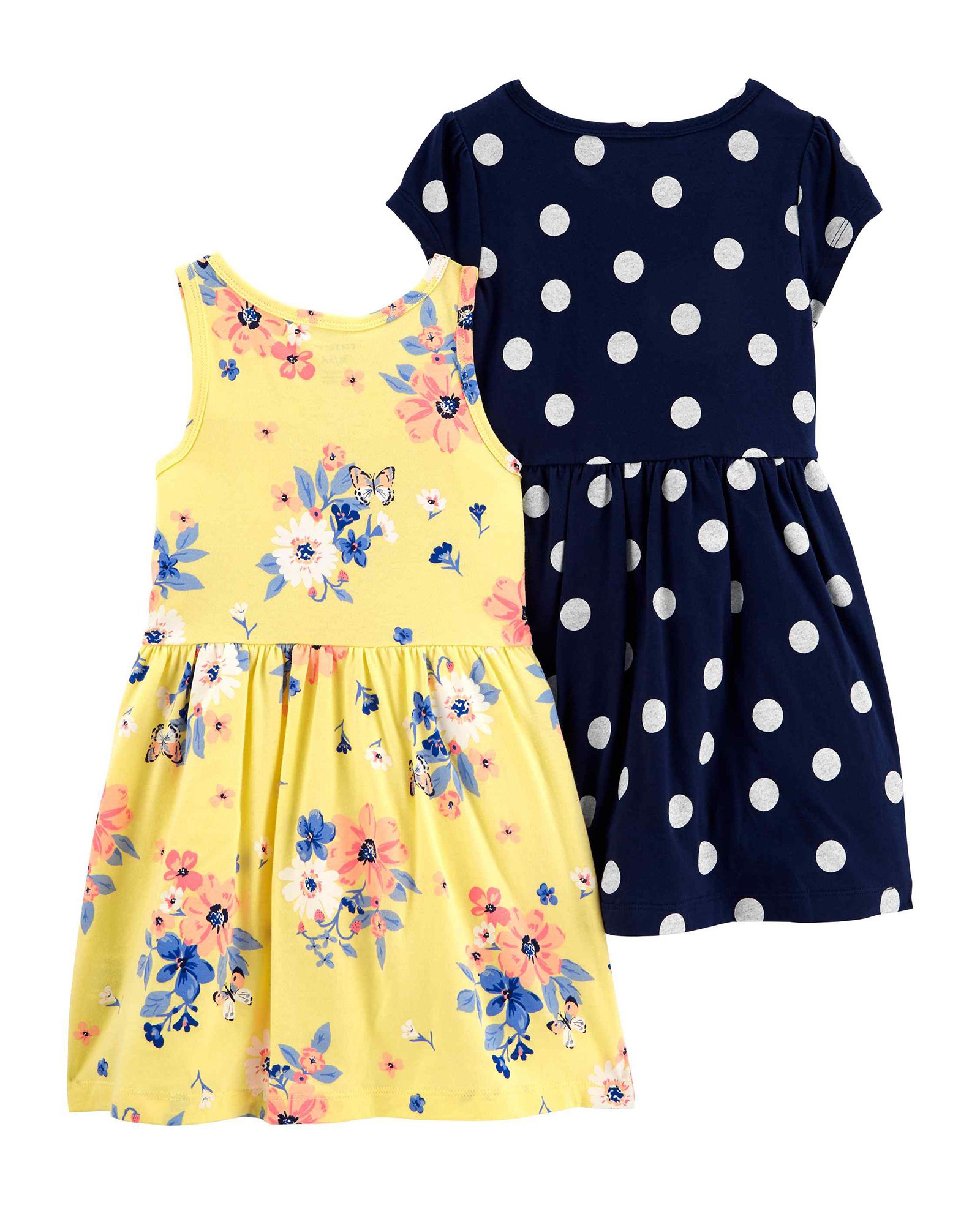 Kit Vestido Infantil Carter's 2 Peças Floral e Poa Amarelo/Azul Marinho ...