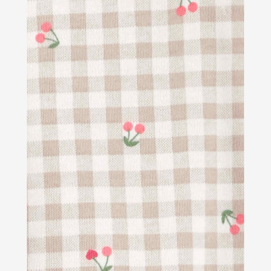 Macacão bebê xadrez com cereja off-white | Carter's 