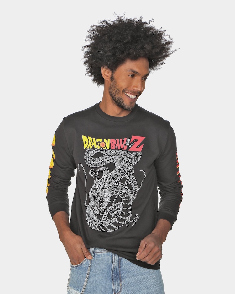 Riachuelo Blusa de Moletom Masculina Manga Longa Dragon Ball Z Preto