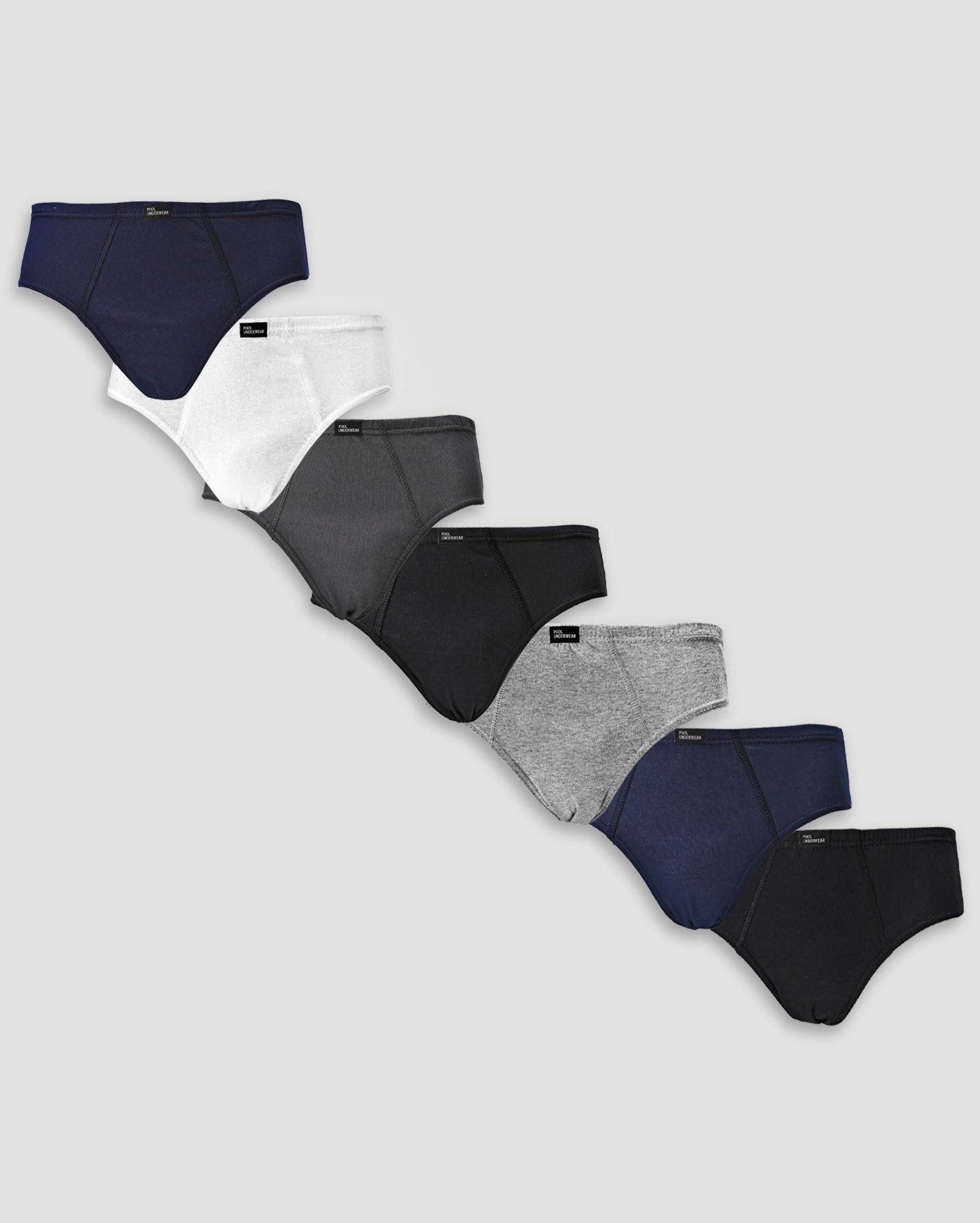 Kit cueca slip 7 peças neutras lisas multicor | Pool