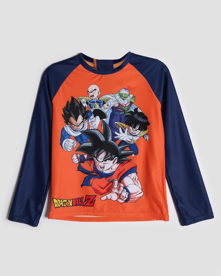 Riachuelo Camiseta de praia infantil Dragon Ball Z laranja