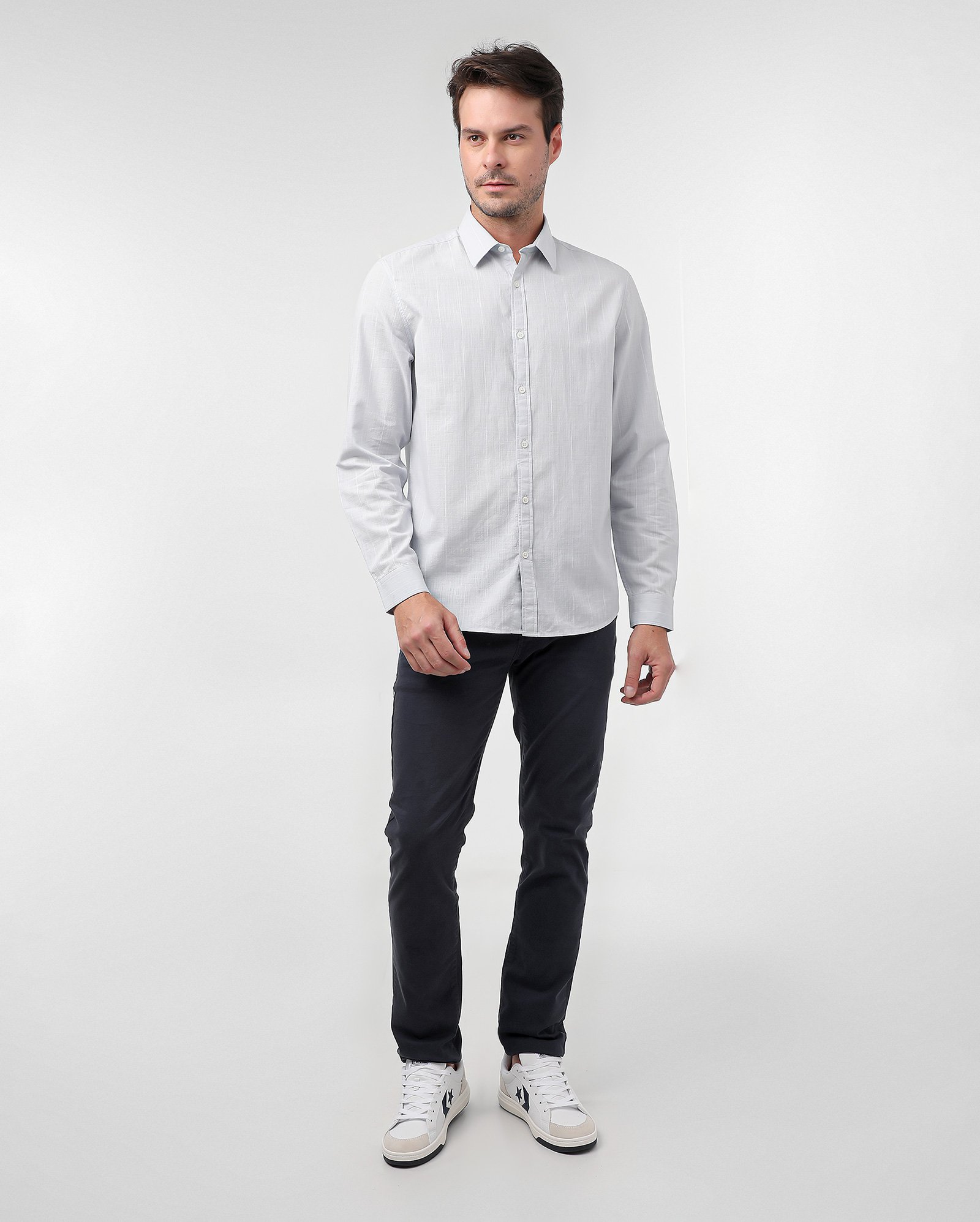 Calça sarja masculina slim chino - Jeans Clássico Escuro | Pool Jeans