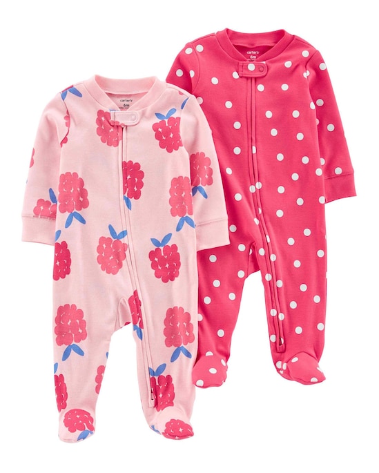 Kit macacão bebê 2 peças berry e poá rosa | Carter's
