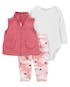 Conjunto Bebê 3 Peças Matelassê Camuflado Rosa/Branco Carter's Tam RN a 24M 