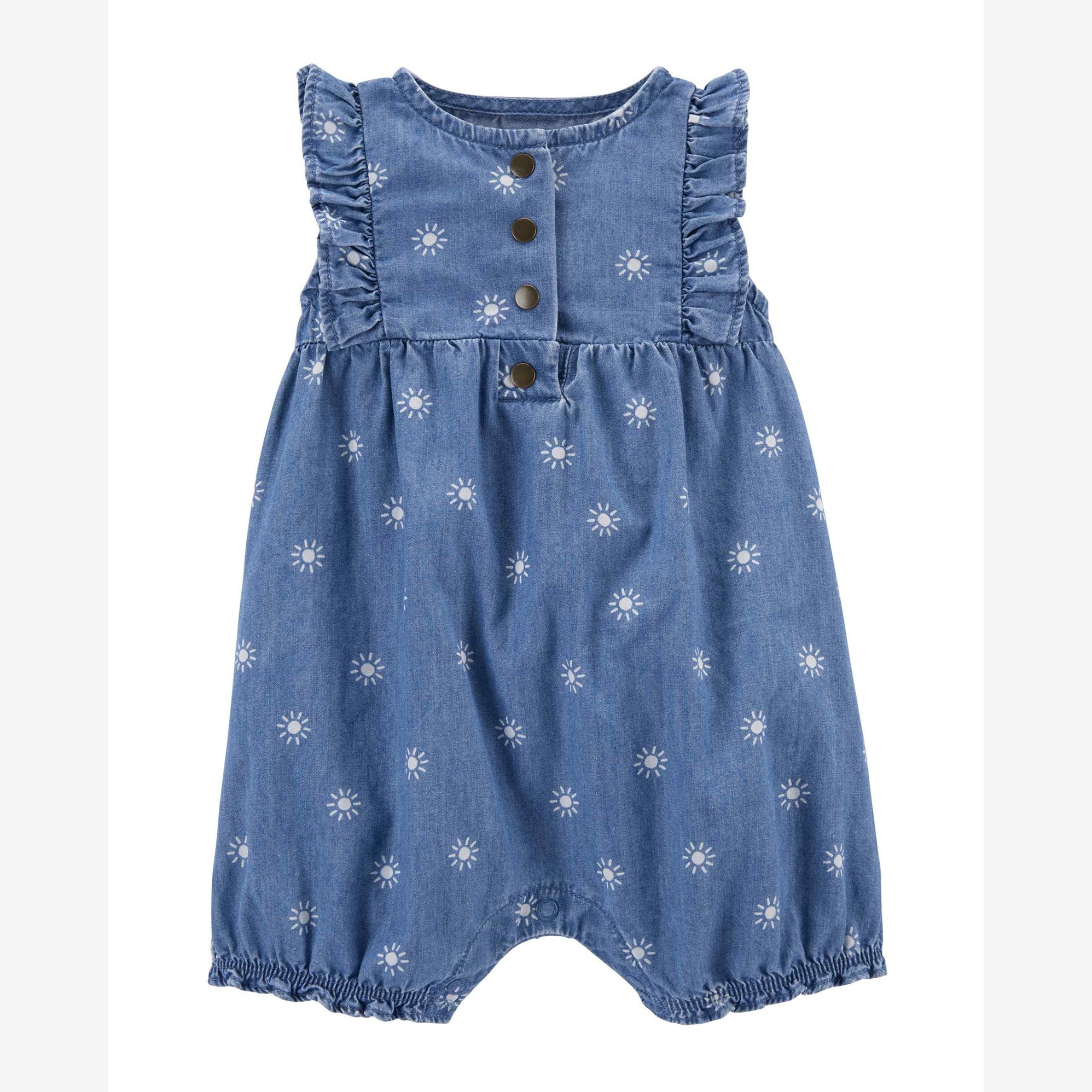 Macaquinho jeans bebê solzinho denim médio Carter's Carter's