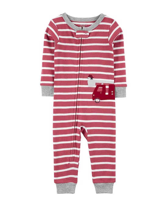 Pijama Infantil Listras e Caminhão Vermelho/Cinza Carter's Tam 2 a 5