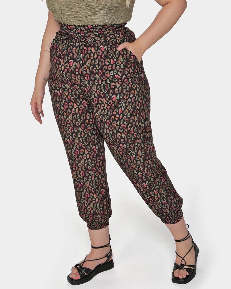 Riachuelo Calça Plus Size Feminina Jogger Animal Print Onça