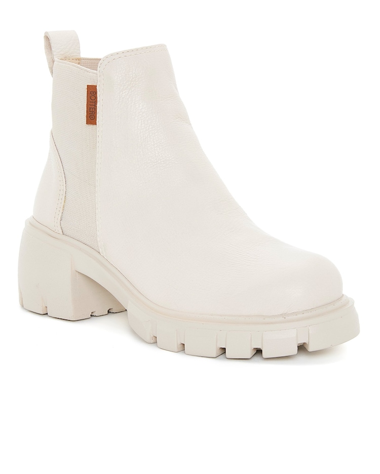 Riachuelo Bota Chelsea Cano Baixo Couro Tratorada Bottero Bege