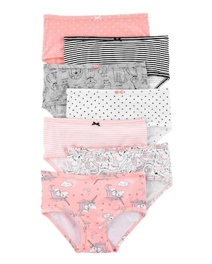Kit Calcinha Infantil 7 Peças Cute Girl Rosa/Branco Carter's Tam 2 a 8