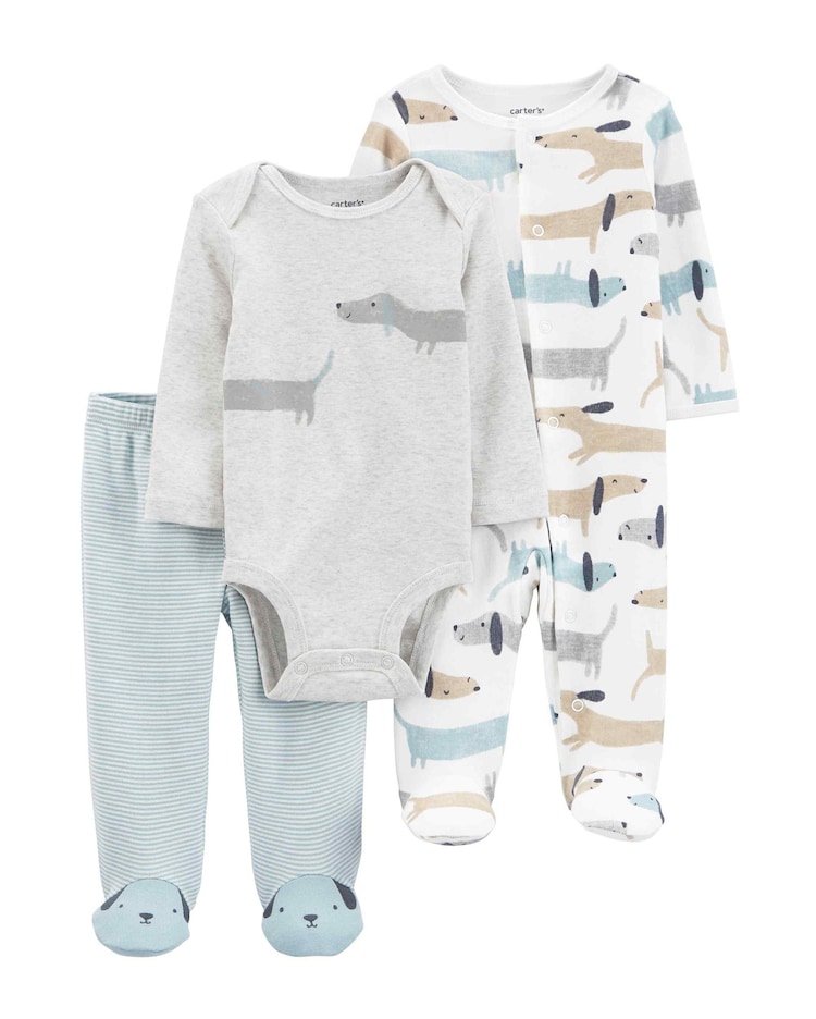 Conjunto longo bebê 3 peças salsichinha azul | Carter's