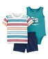 Conjunto curto bebê 3 peças marinheiro listrado azul | Carter's