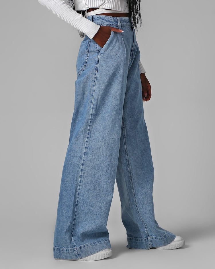 Riachuelo Calça jeans feminina pantalona denim médio Pool by