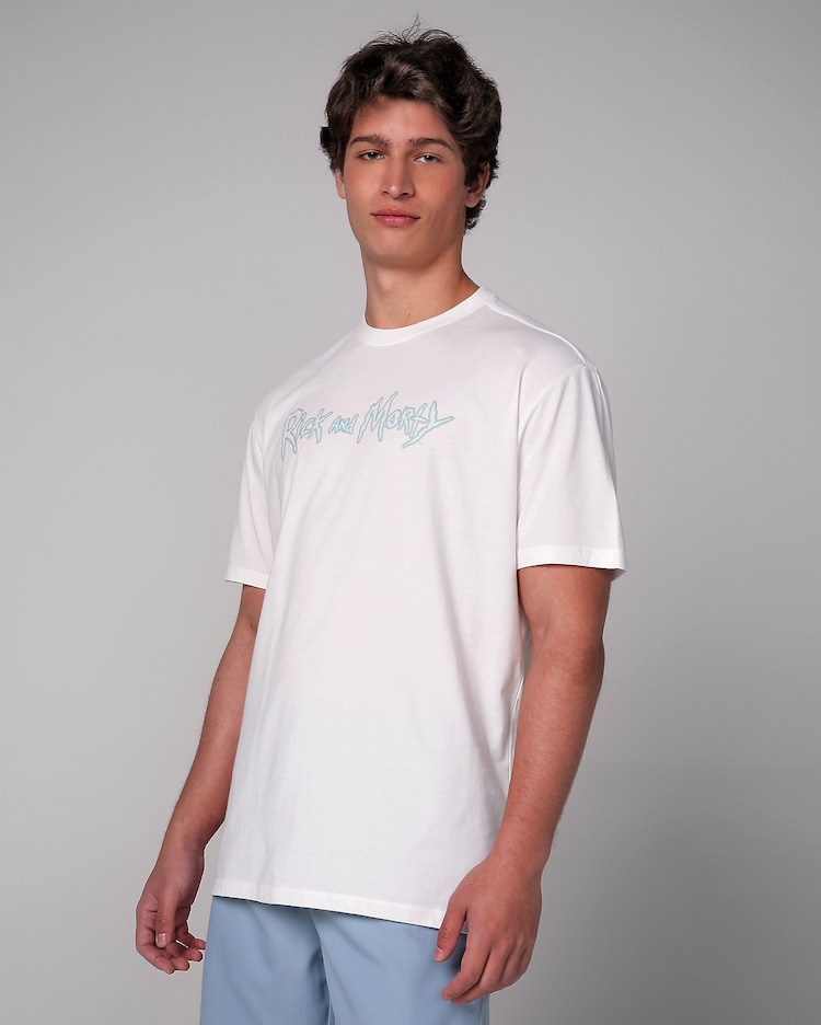 Riachuelo Camiseta Masculina Manga Curta Rick and Morty Branco