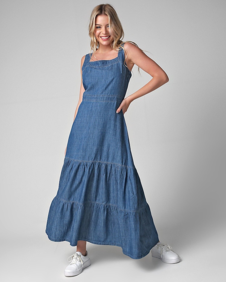 Riachuelo Vestido jeans longo marias denim claro Azul Claro