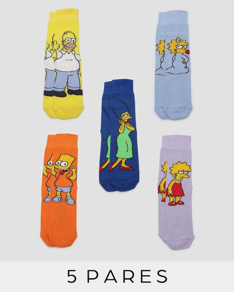 Kit Meia Masculina Pares Cano Longo Os Simpsons Multicor