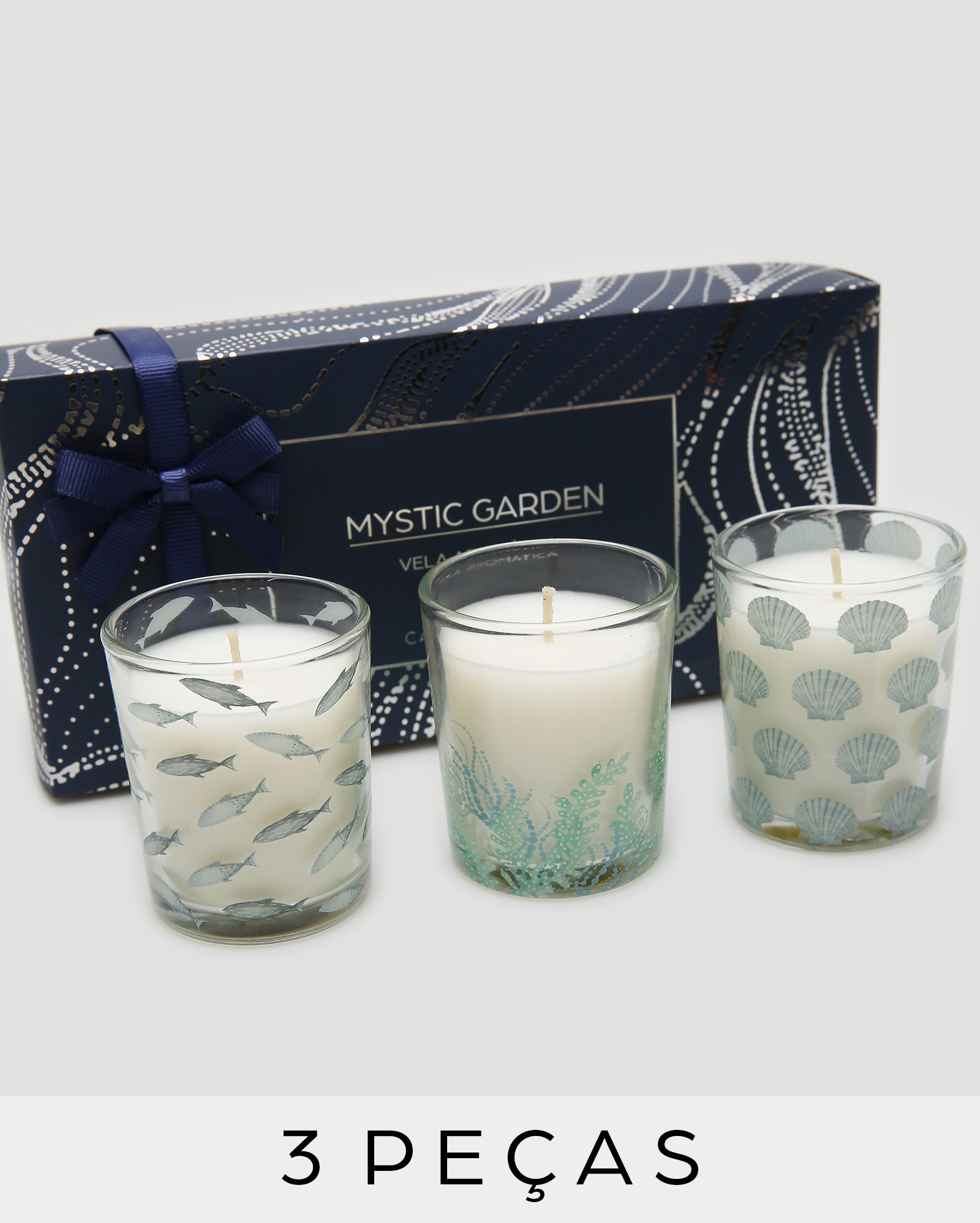 Riachuelo | Kit vela aromática 3 peças mystic garden azul | Casa