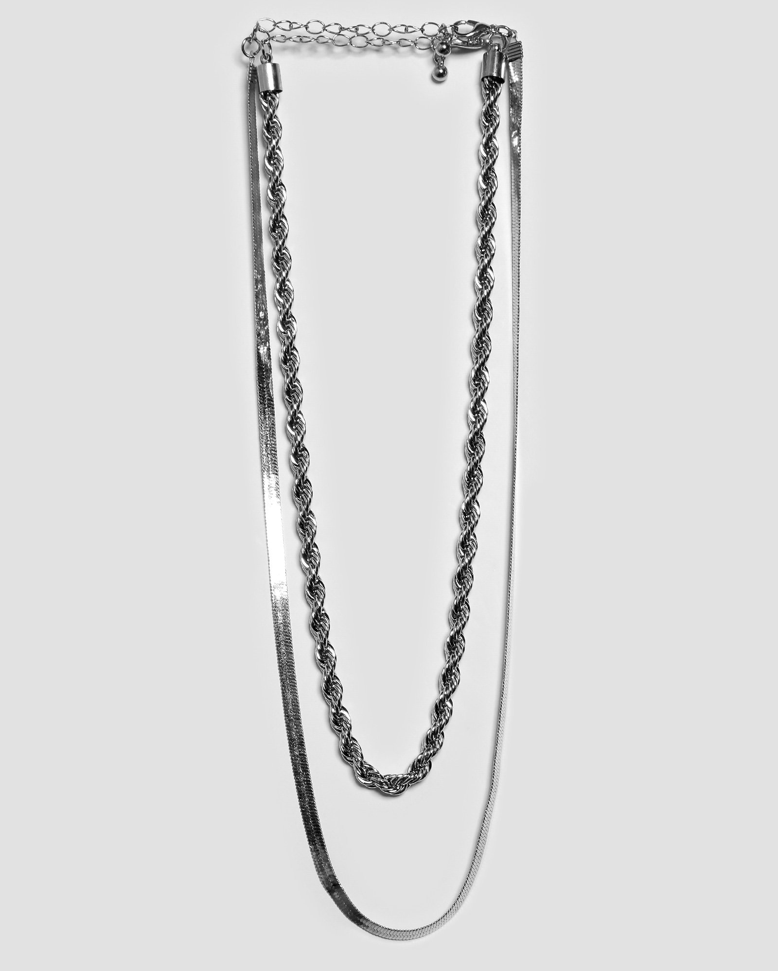 Kit colar feminino 2 peças trançadas - Prateado | Accessori by Riachuelo