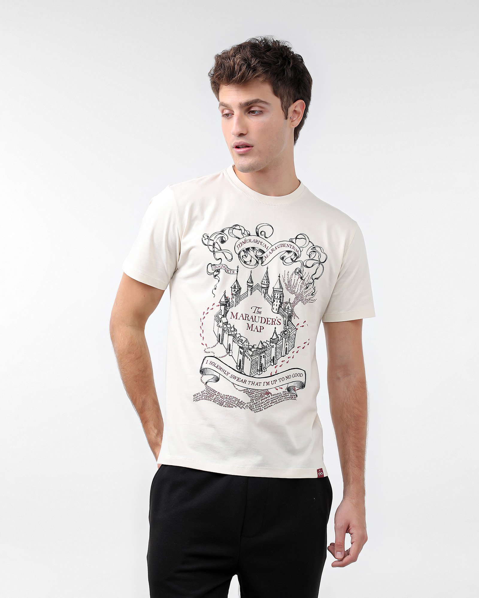 Camiseta masculina Mapa Harry Potter bege | FANLAB