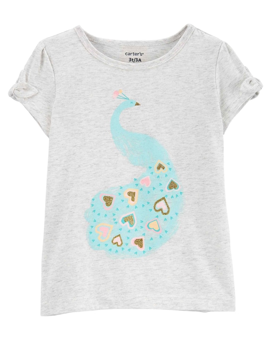 Blusa infantil manga curta cisne cinza | Carter's