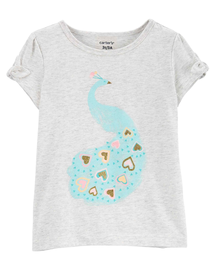 Blusa infantil manga curta cisne cinza | Carter's