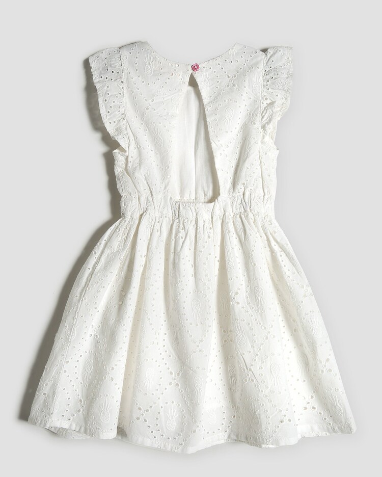 Riachuelo Vestido curto infantil em laise com babado 1-4A branco