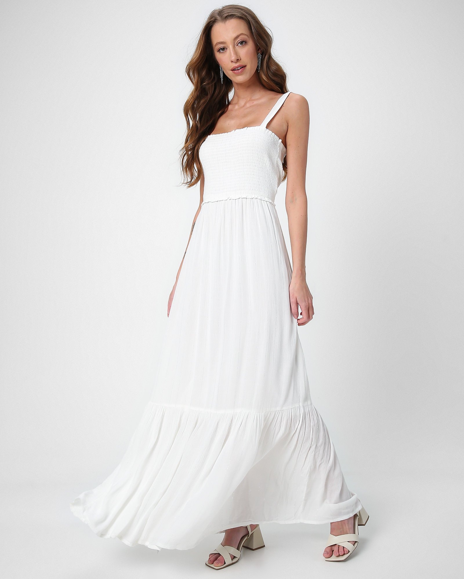 Riachuelo | Vestido longo de lastex branco | AK by Riachuelo