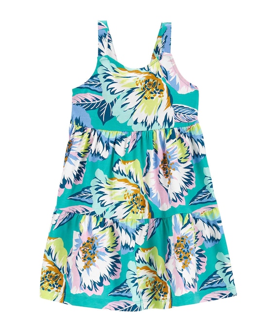 Vestido infantil floral tropical azul | Carter's