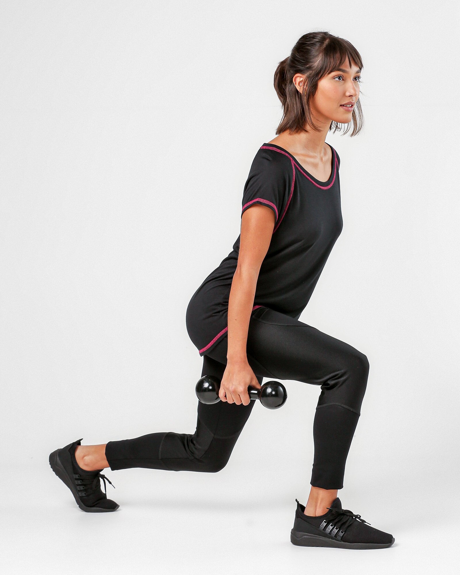 Riachuelo Camiseta esportiva feminina pespontos preta Body Work by