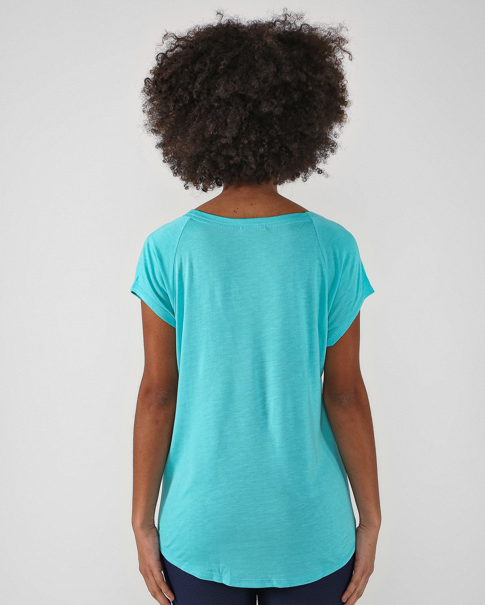 Riachuelo Camiseta esportiva feminina alongada azul Body Work by