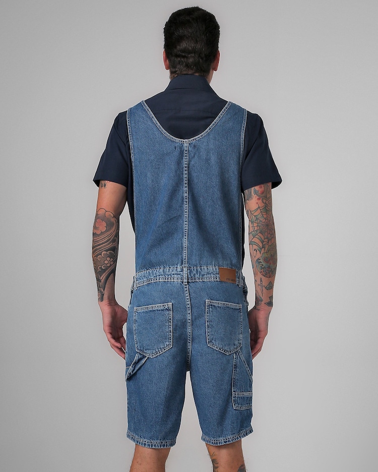 Riachuelo Jardineira jeans masculina denim claro Pool by Riachuelo