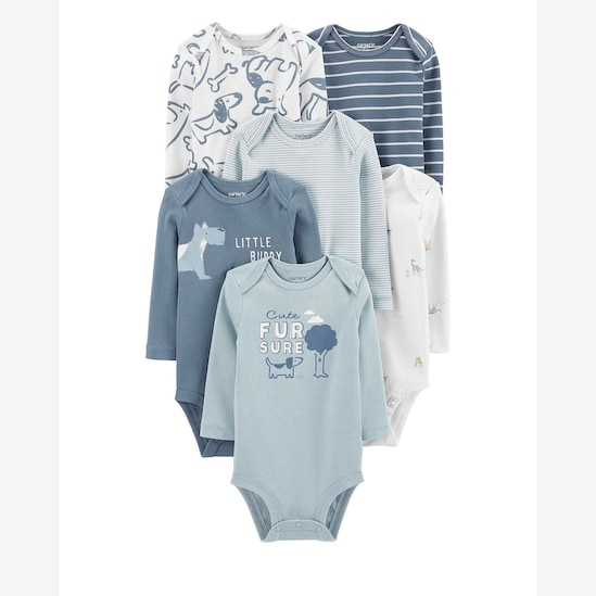 Kit body bebê 6 peças listrado azul | Carter's