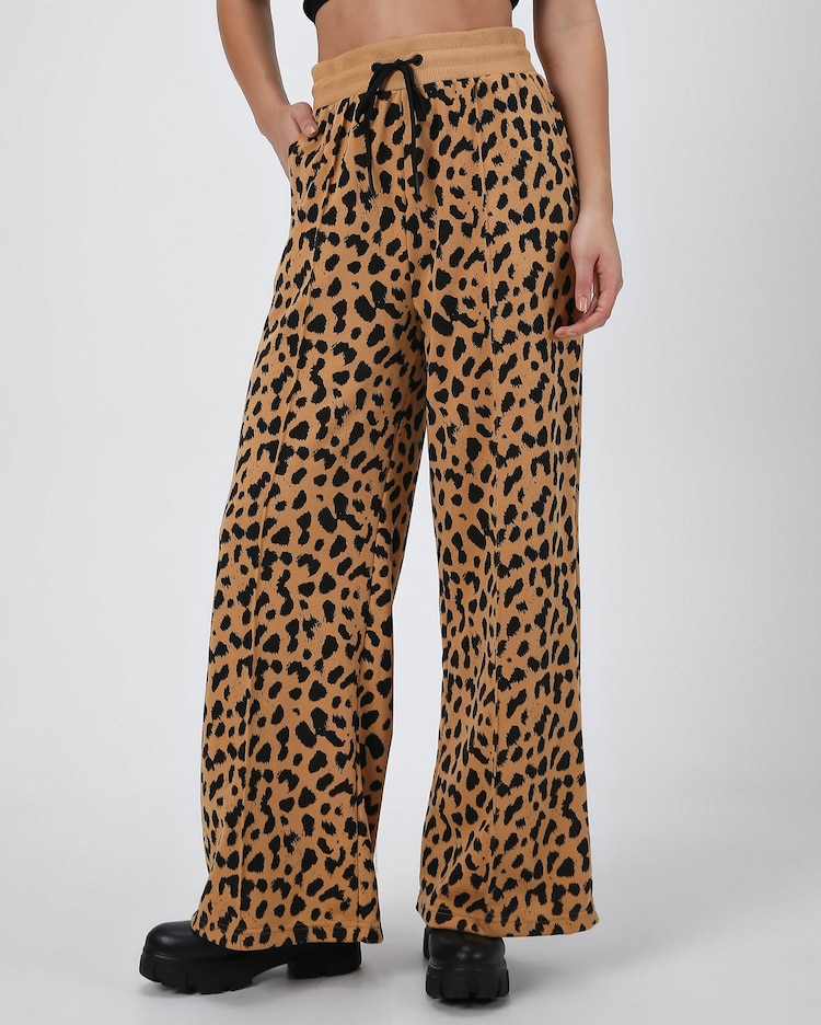 Riachuelo Calça de moletom feminina pantalona onça marrom Pool