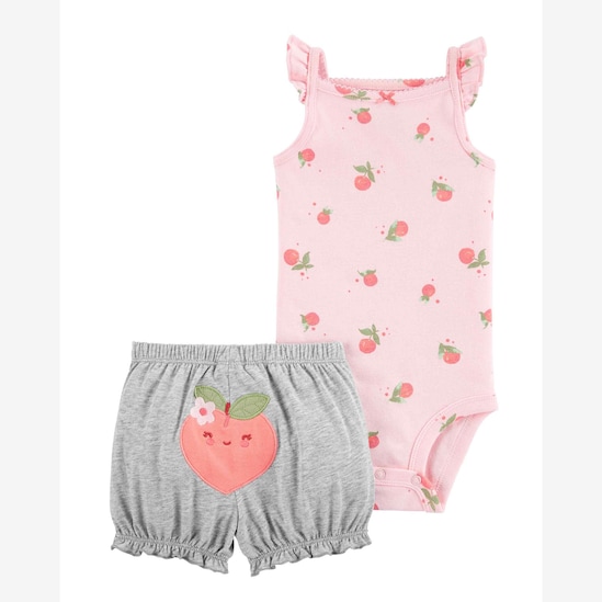 Conjunto de verão bebê 2 peças cereja rosa | Carter's