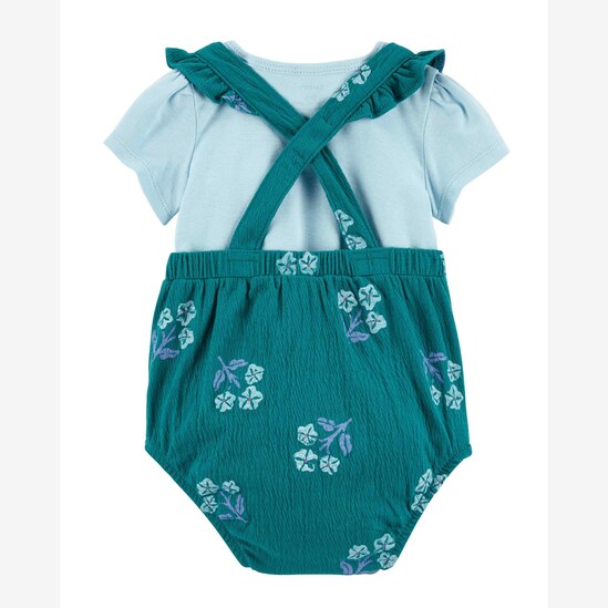 Jardineira bebê com babado floral verde | Carter's