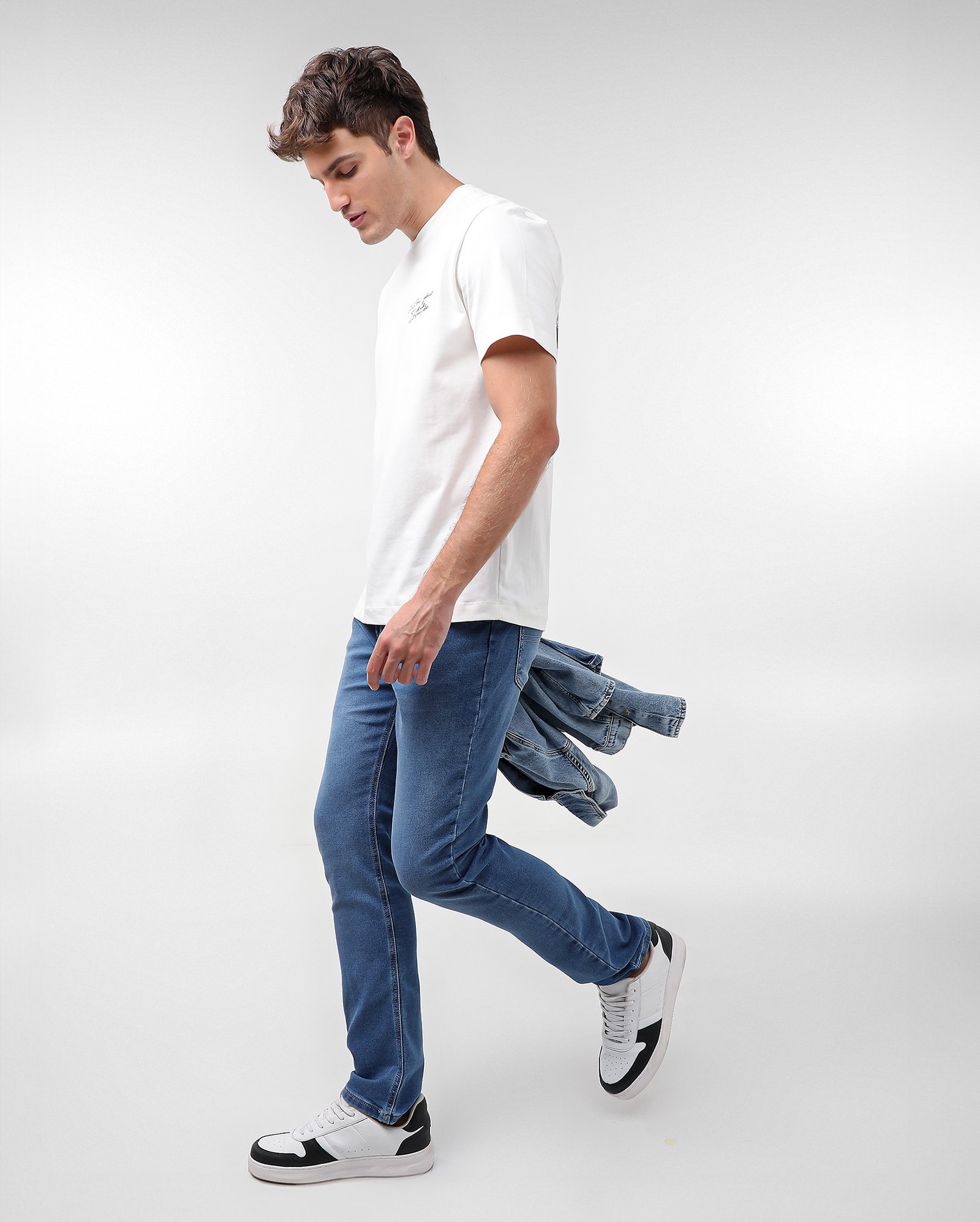 Calça jeans masculina Comfy slim denim médio | Pool Jeans