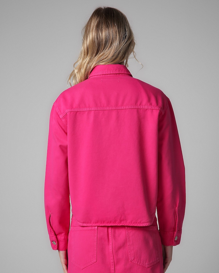 Riachuelo Jaqueta jeans color cropped rosa Pool by Riachuelo