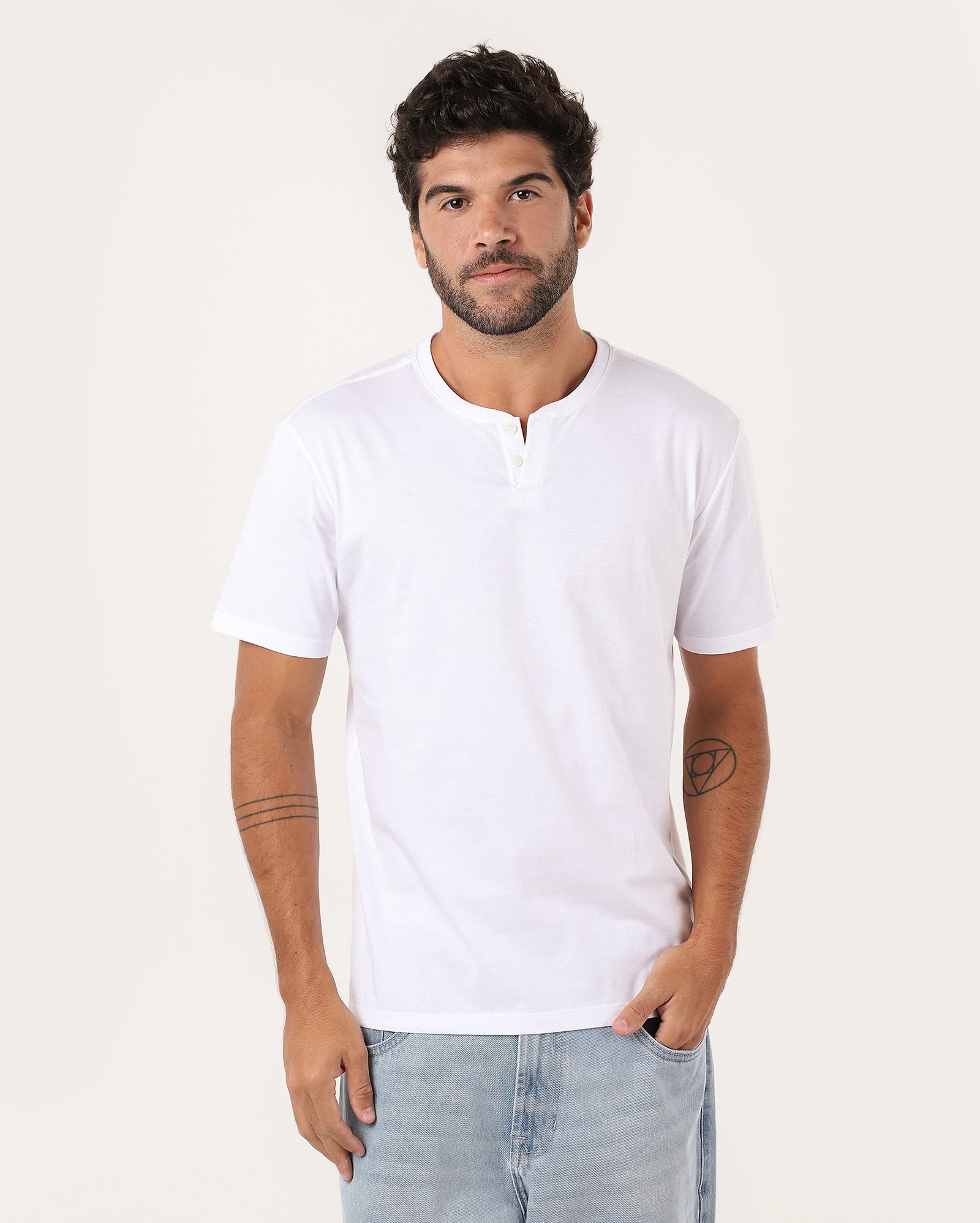 Camiseta masculina manga curta vista aberta - Branco | Pool Basics
