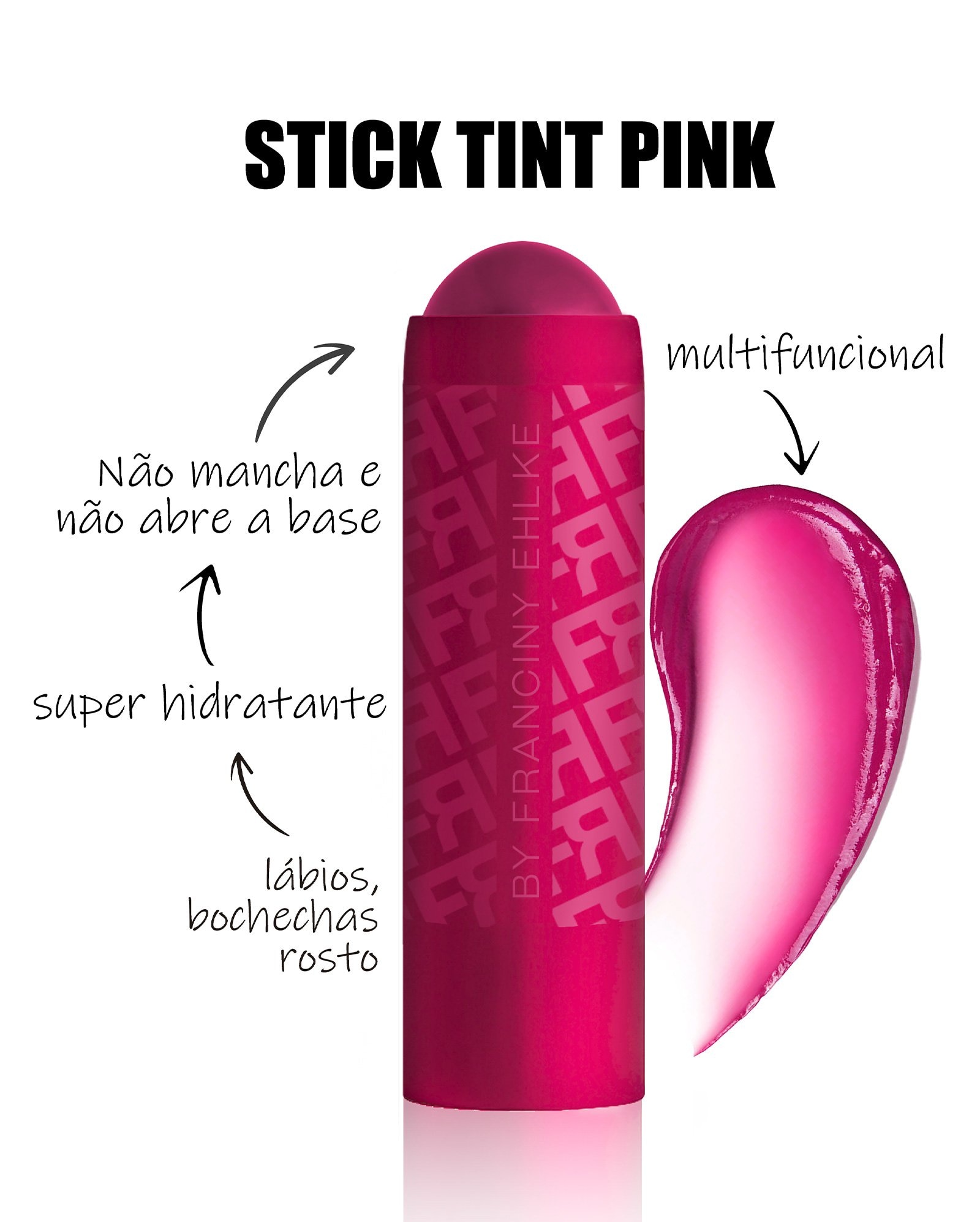 Stick tint balm multifuncional Fran by Franciny Ehlke rosa 6,3g