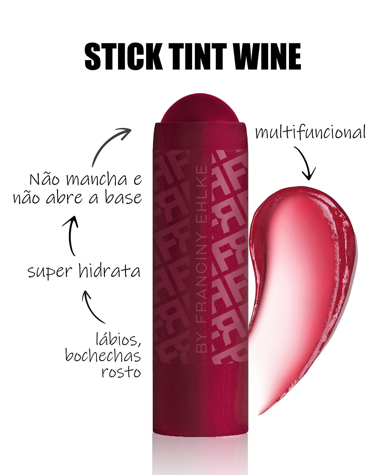 Stick tint balm multifuncional Fran by Franciny Ehlke vinho 6,3g