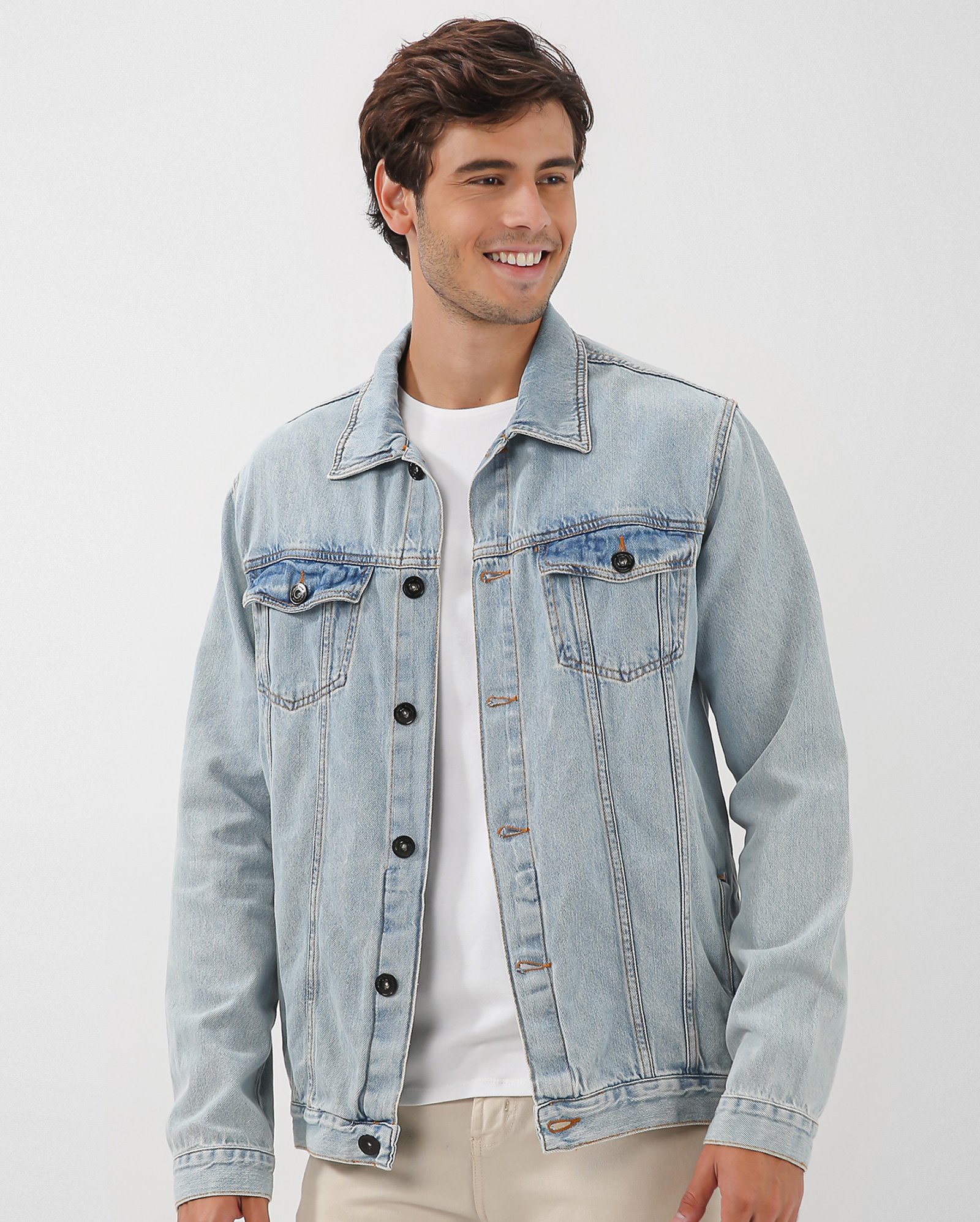 Jaqueta jeans masculina denim claro | Pool Jeans