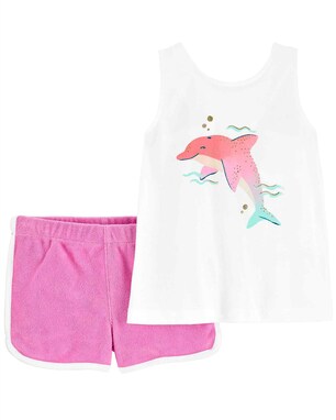Conjunto curto infantil 2 peças golfinho rosa | Carter's
