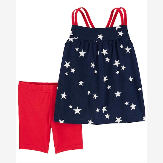 Conjunto curto infantil 2 peças estrelas vermelho | Carter's 