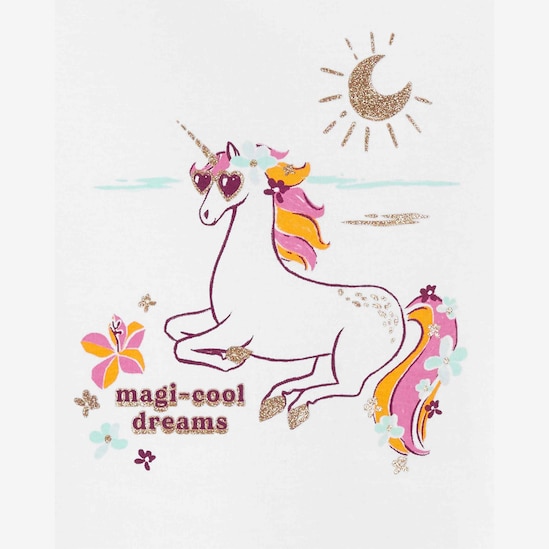 Pijama longo infantil 4 peças flores e unicórnio azul | Carter's