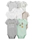 Kit body bebê 7 peças estampado cinza | Carter's