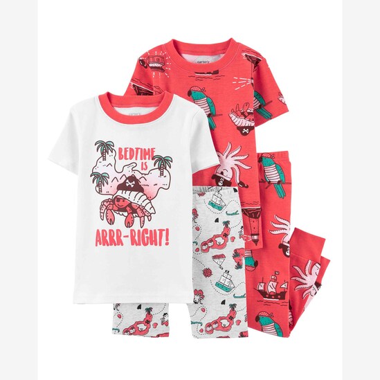 Pijama infantil 4 peças navio pirata vermelho | Carter's